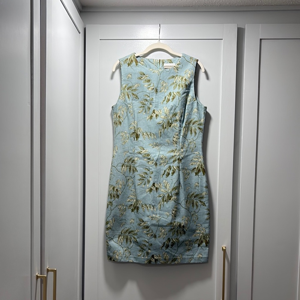Floral Sleeveless Dress in Blue and Green
